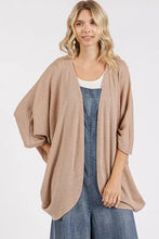 Beige batwing sleeve cardigan with pockets and relaxed fit