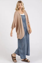Beige batwing sleeve cardigan with pockets and relaxed fit