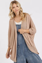 Beige batwing sleeve cardigan with pockets and relaxed fit
