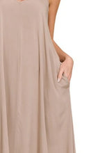 Beige Cami Dress with Woven Arc Hem and Pockets