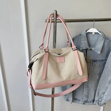 Beige Canvas Duffel Bag Large Travel Size
