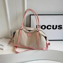 Beige Canvas Duffel Bag Large Travel Size Blush Pink One Size