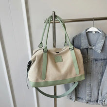 Beige Canvas Duffel Bag Large Travel Size Gum Leaf One Size Travel Bags