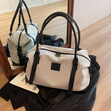 Beige Canvas Duffel Bag Large Travel Size