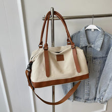 Beige Canvas Duffel Bag Large Travel Size