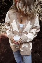 Star Pattern Knit Cardigan with Pockets for Women