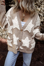 Star Pattern Knit Cardigan with Pockets for Women