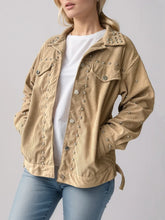 Beige Corduroy Jacket with Pearl Embellishments