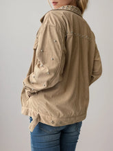 Beige Corduroy Jacket with Pearl Embellishments