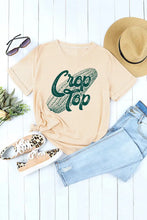 Corn Letter Graphic Cuffed Tee Woman T Shirts