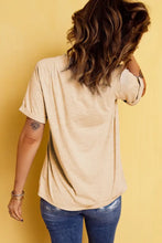 Corn Letter Graphic Cuffed Tee Woman T Shirts