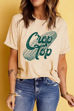 Corn Letter Graphic Cuffed Tee Woman T Shirts