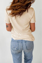 Corn Letter Graphic Cuffed Tee Woman T Shirts