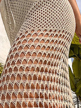 Beige Crocheted Beach Skirt Cover Open Weave Swim Bottoms Swim Bottoms