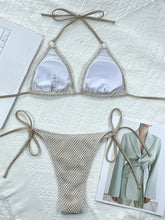 Beige Crocheted Bikini Set for Women Swimwear with Removable Padding
