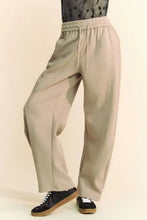 Beige Dani drawstring wide leg sweatpants with pockets
