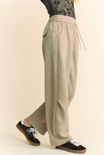 Beige Dani drawstring wide leg sweatpants with pockets
