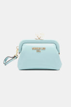 Beige Pebbled Vegan Leather Clutch with Pearl Accent and Wrist Strap