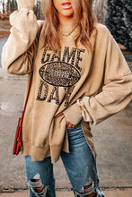 Tan beige game day graphic sweatshirt with long sleeve length