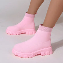 Beige Knit Sock Boots for Women in Multiple Foot Lengths Pink