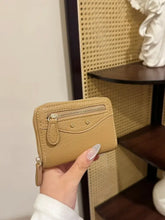 Beige Leather Zip Wallet Compact PU Leather Purse Tan One Size Wallets