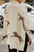 Beige Leopard Print Sweater Long Sleeve Pullover