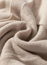 Beige long cardigan sweater with ribbed cuffs, pockets, and cozy texture