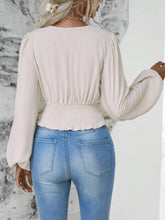 Beige Long-Sleeved Blouse with Blue Jeans for Women
