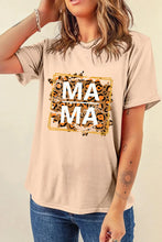 Beige Mama Leopard Print Graphic T Shirt for Women