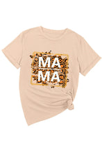 Beige Mama Leopard Print Graphic T Shirt for Women