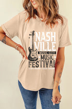 Beige Nashville Music Festival Guitar Graphic T Shirt for Women Tan