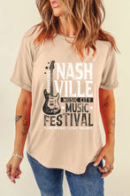 Beige Nashville Music Festival Guitar Graphic T Shirt for Women
