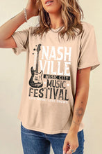 Beige Nashville Music Festival Guitar Graphic T Shirt for Women