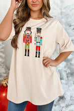Beige Nutcracker Graphic Oversized T-Shirt for Women Tan