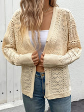 Beige Open-Knit Buttoned Cardigan for Women Pastel Yellow