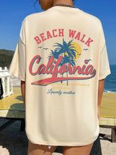 Beige Oversized Beach Walk California Graphic T-Shirt for Women