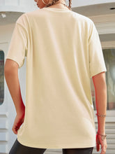 Beige Oversized T-Shirt with Smiley Face Graphics for Women