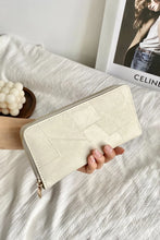 Beige Patchwork Zippered Wallet in PU Leather Beige One Size