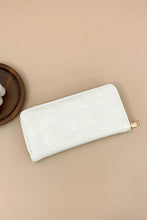 Beige Patchwork Zippered Wallet in PU Leather