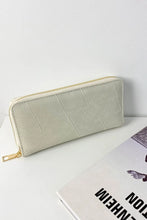 Beige Patchwork Zippered Wallet in PU Leather