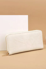 Beige Patchwork Zippered Wallet in PU Leather