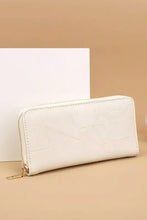 Beige Patchwork Zippered Wallet in PU Leather Wallets