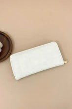 Beige Patchwork Zippered Wallet in PU Leather Wallets