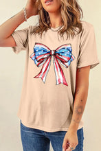 Beige Patriotic Bow T-Shirt for Women