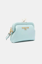 Beige Pebbled Vegan Leather Clutch with Pearl Accent and Wrist Strap Wallets