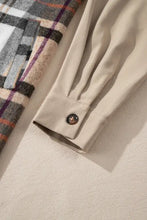 Cream-colored long sleeve plaid shirt dress, machine wash cold