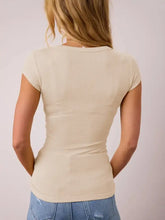 Beige Ribbed Fitted T-Shirt for Women Woman T Shirts