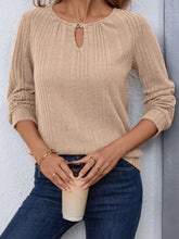 Beige Ribbed Knit Top for Women Tan