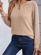 Beige Ribbed Knit Top for Women
