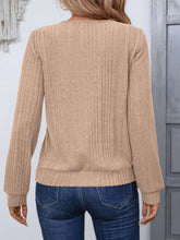 Beige Ribbed Knit Top for Women
